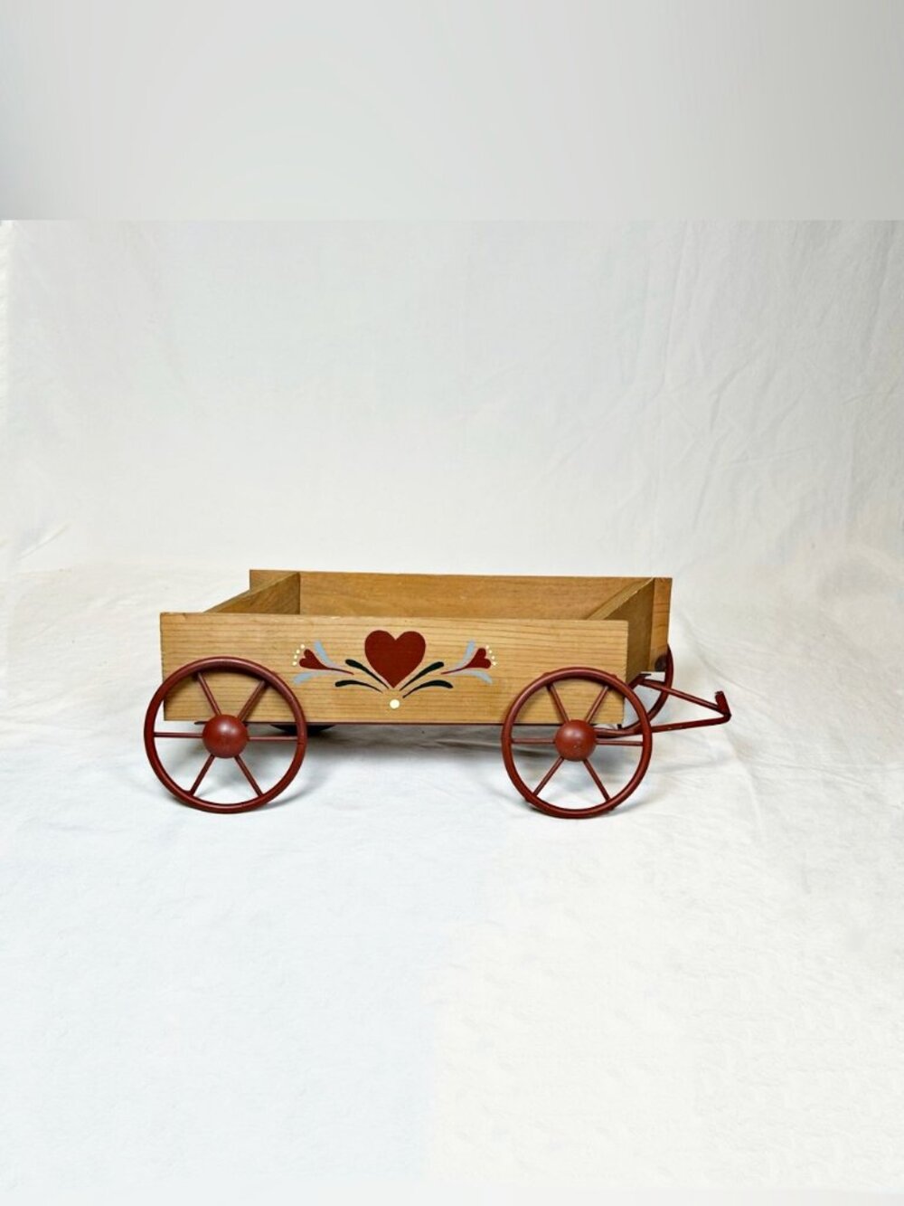 Vintage Homco Farmhouse Wood Metal Heart FolkArt Country Wagon Wall Pocket Shelf